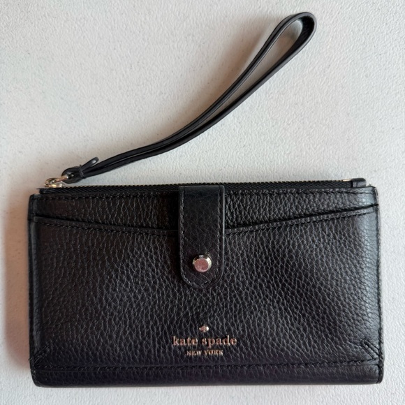 Kate Spade New York Jackson Medium Universal Phone Wristlet Black Pebbled - Picture 1 of 9